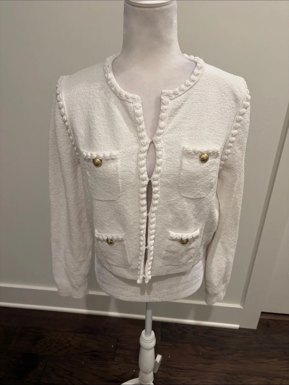 JCrew Odette Sweater Lady Jacket in Cotton Blend Boucle Sz M